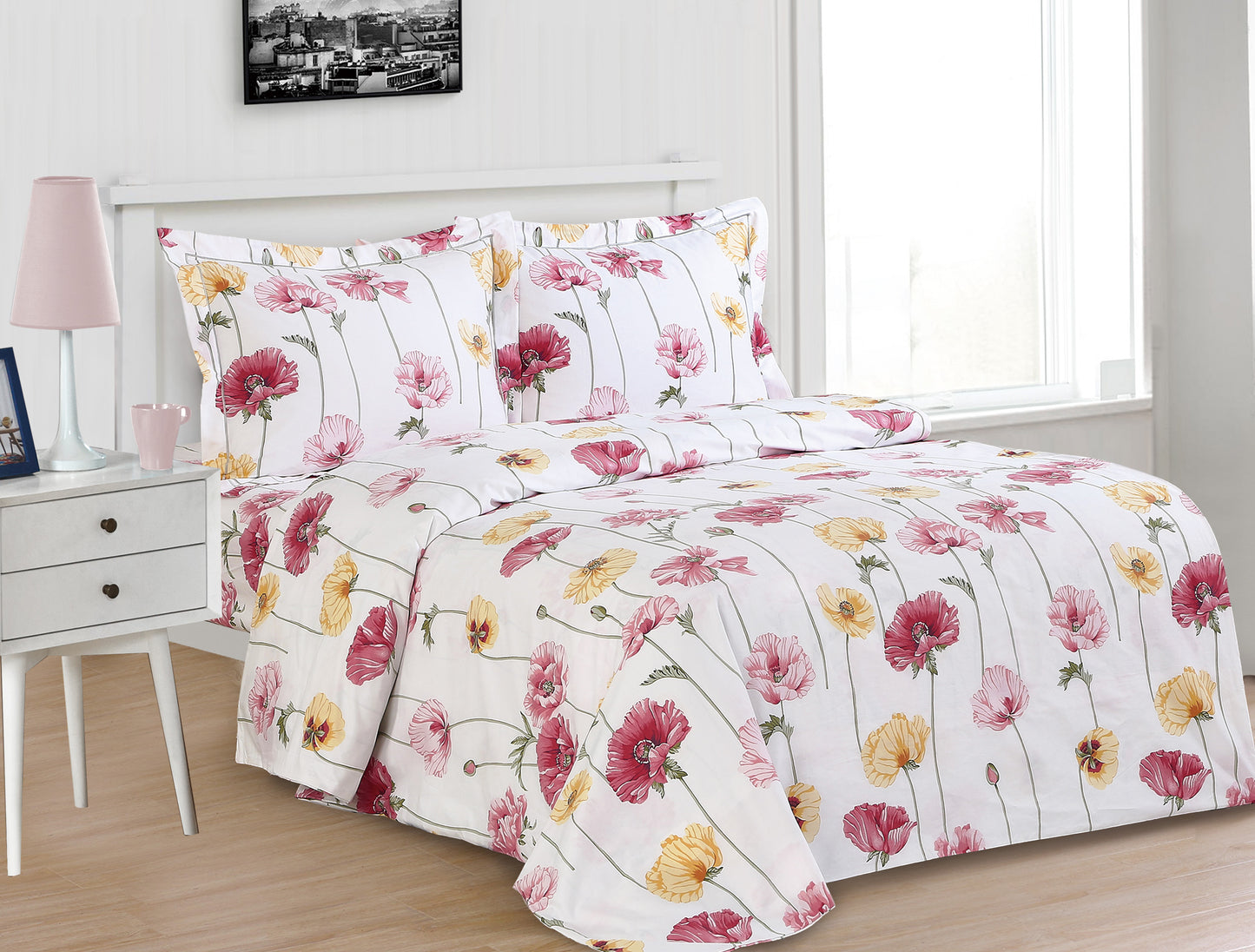 French Roses Stem Garden Pattern Bedding Duvet Cover Set