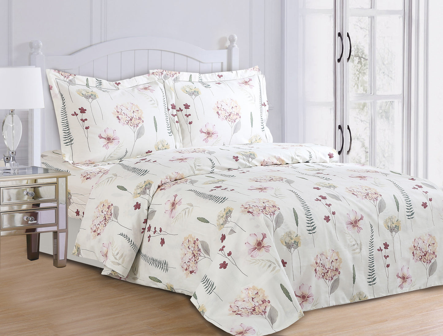 French Botanical Hydranges Floral Pattern Bedding Duvet Cover Set