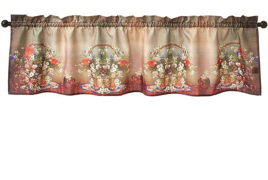 Heritage Floral Decorative Window Treatment Rod Pocket Curtain Straight Valance