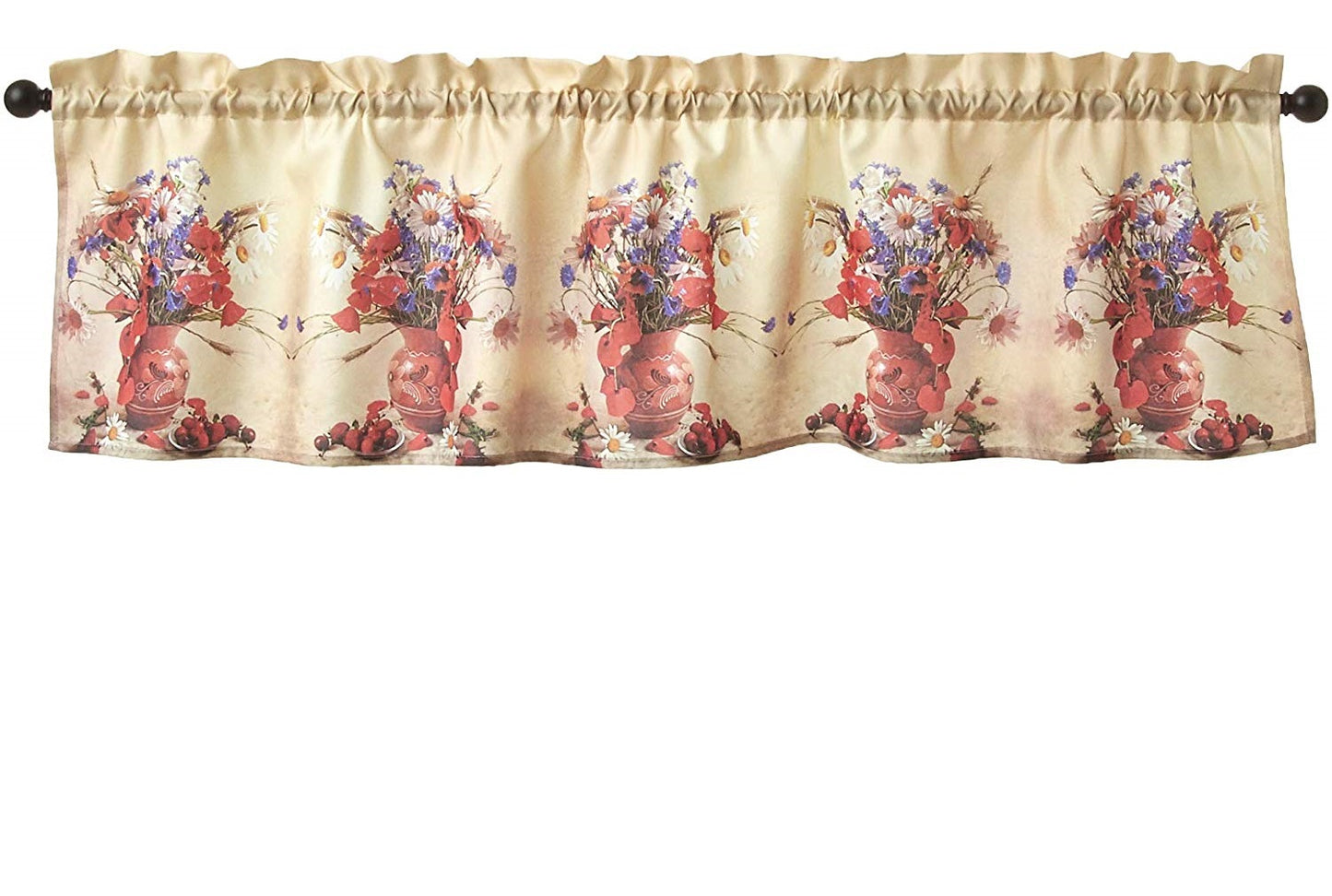 Heritage Floral Decorative Window Treatment Rod Pocket Curtain Straight Valance