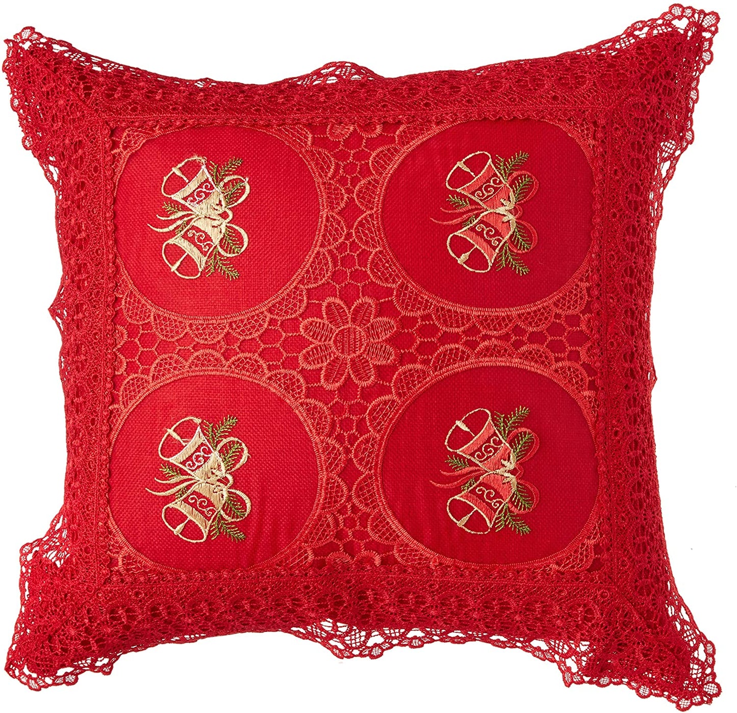 Christmas Braided Holly Lace Pattern Decorative Accent Throw Pillow