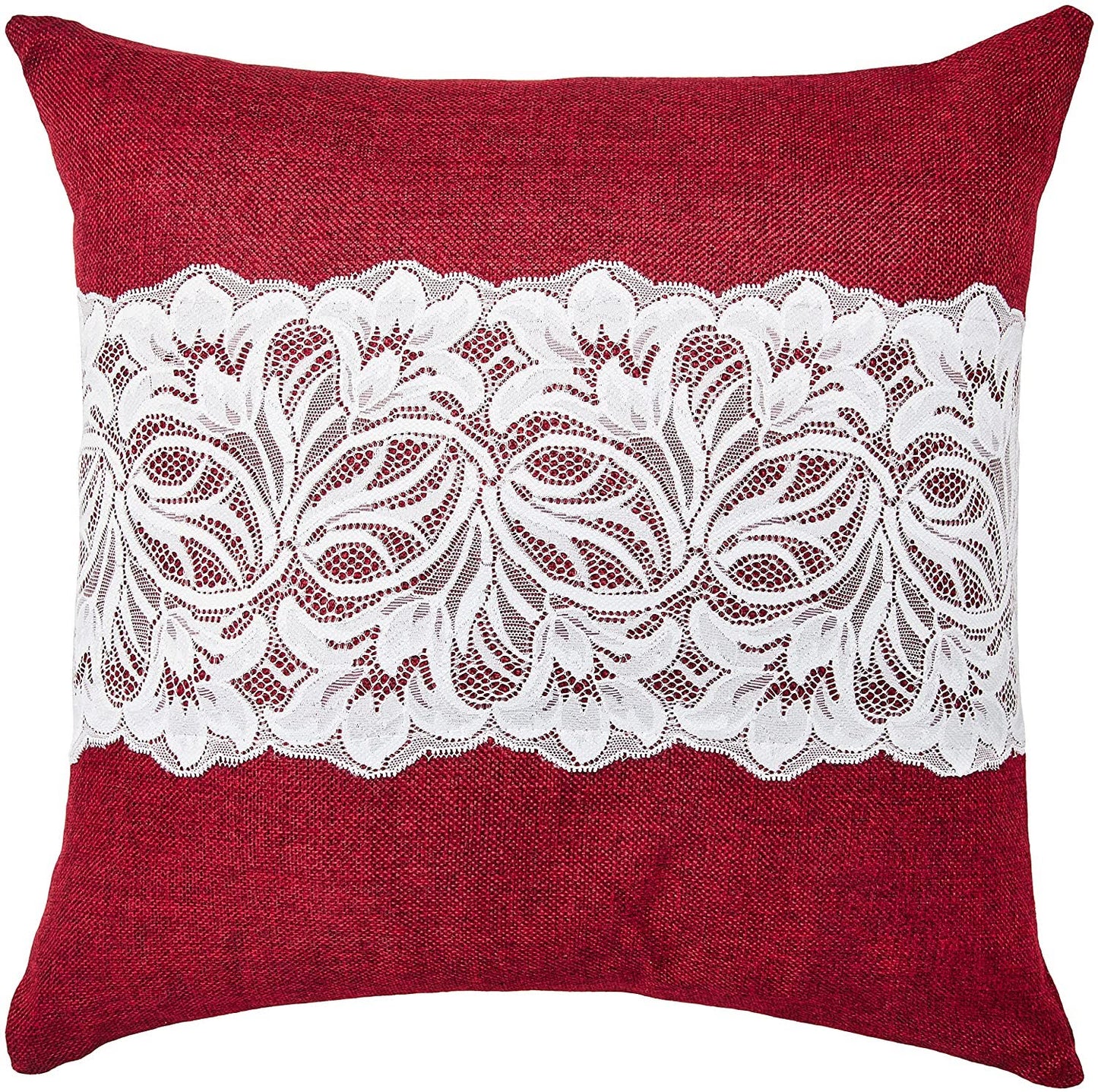 Eden Vintage Rustic Burlap Hessian Lace Pattern Decorative Throw Pillow Cover
