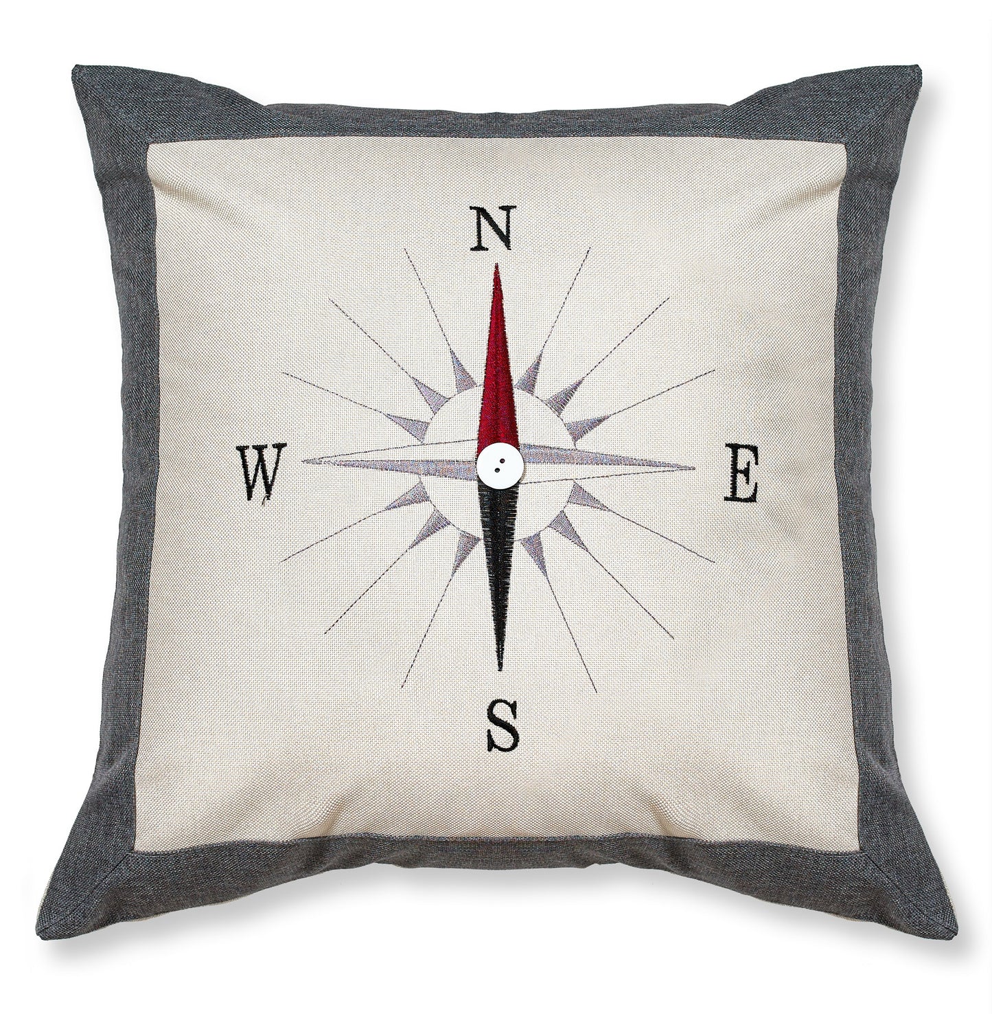 Rosetta Classic Embroidered Compass Decorative Accent Throw Pillow