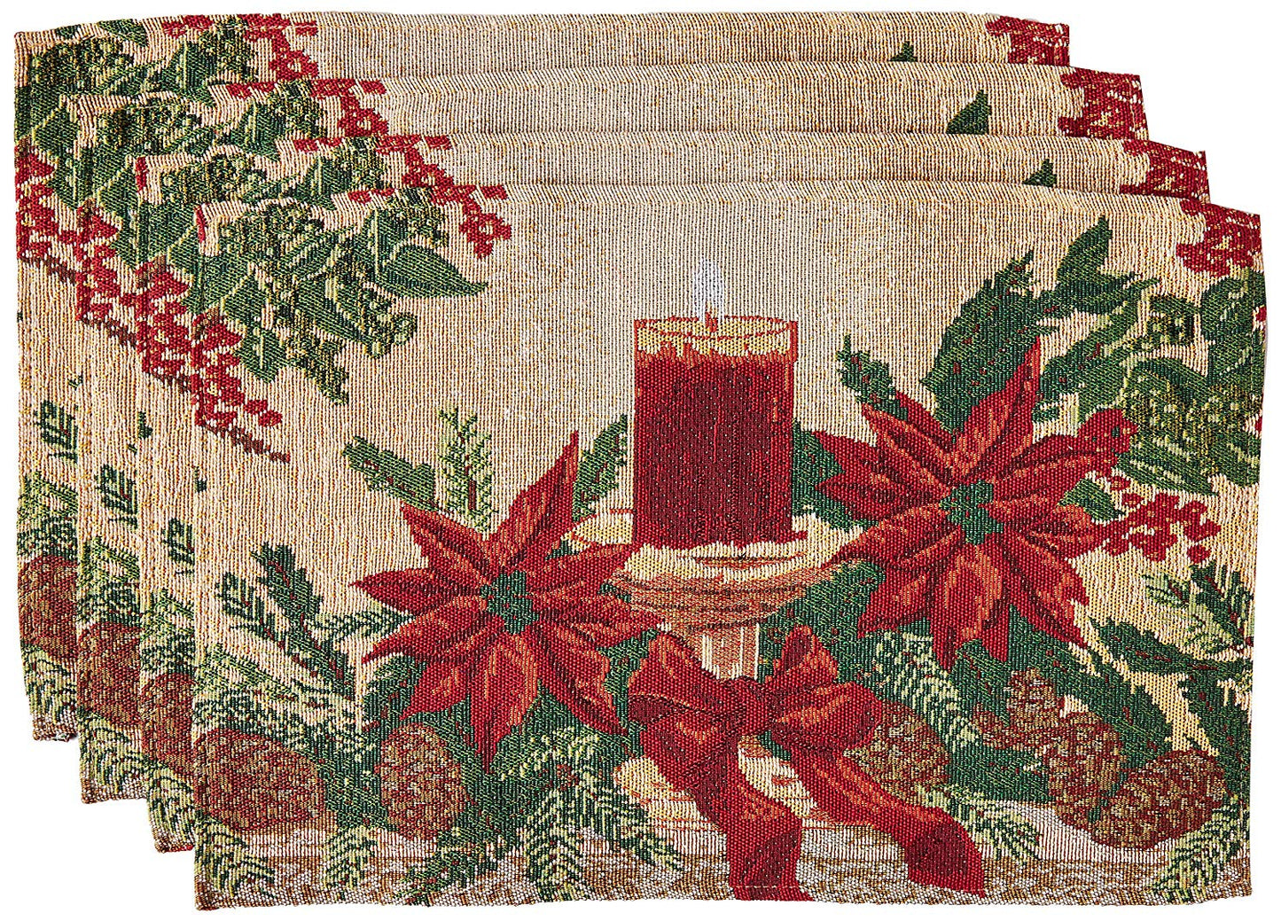 Seasonal Xmas Christmas Holiday Tapestry Pattern Decorative Place Mats