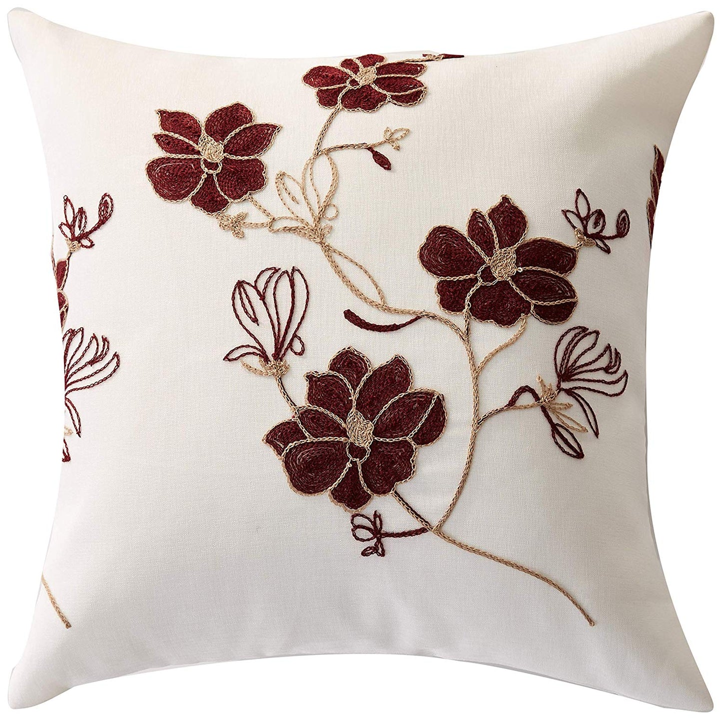 Marvelous Organza Embroidered Floral Design Decorative Accent Throw Pillow