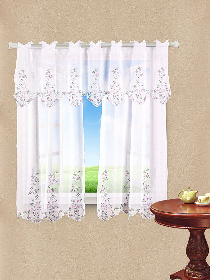 Lima Sheer Decorative Window Treatment Grommet Kitchen Curtain Swag Window Valance and Panel Tiers