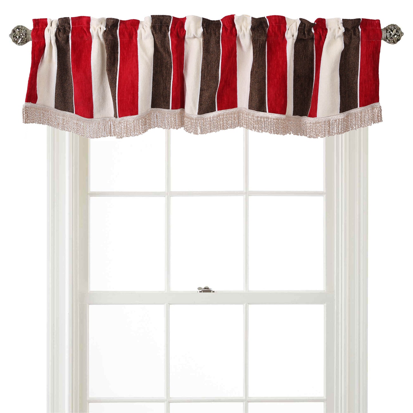 Deluxe Chenille, Striped Design Decorative Window Treatment Rod Pocket Curtain Straight Valance