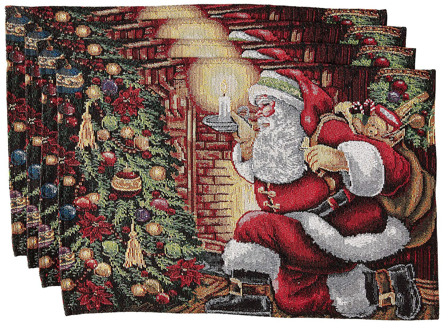 Seasonal Xmas Christmas Holiday Tapestry Pattern Decorative Place Mats