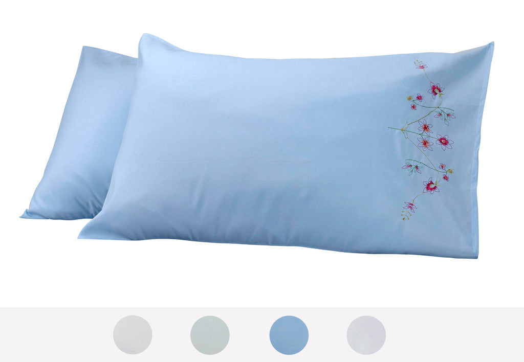 Sensation Floral Embroidery Pattern Set of 2 - Pillow Cases