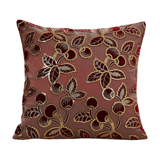 Heritage Vintage Cherry Flower Pattern Decorative Accent Throw Pillow Cover