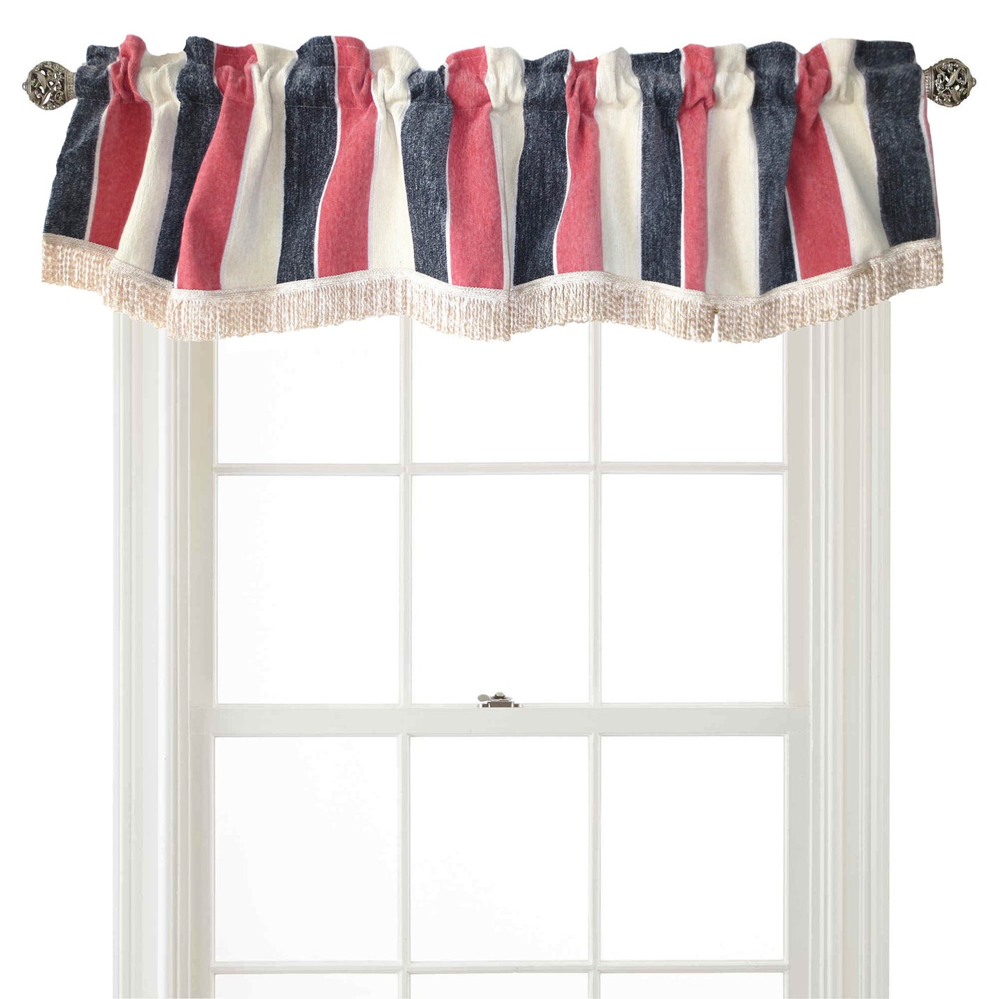 Deluxe Chenille, Striped Design Decorative Window Treatment Rod Pocket Curtain Straight Valance