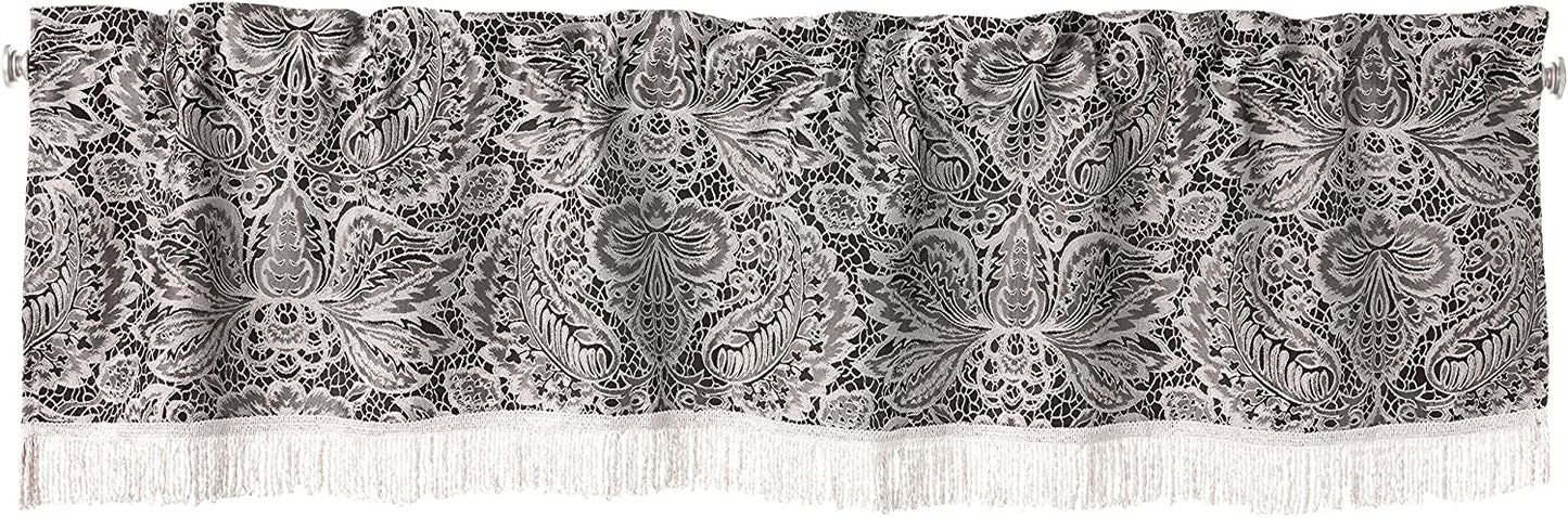 Pacifica Lace Look Damask Pattern Decorative Window Treatment Rod Pocket Curtain Straight Valance