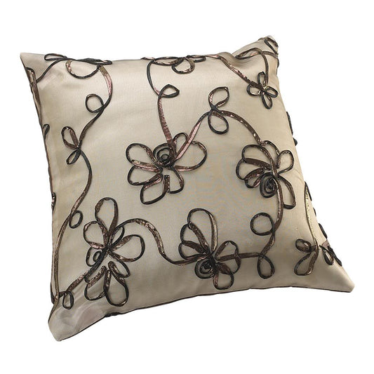 Venetian Vintage Embroidered Floral Decorative Accent Throw Pillow