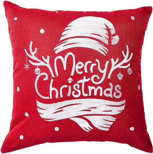 Seasonal Xmas Christmas Holiday Spirits Pattern Decorative Throw Pillow Cover