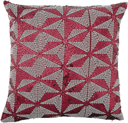 Sparkling Embroidered Sequins Pattern Decorative Accent Throw Pillow