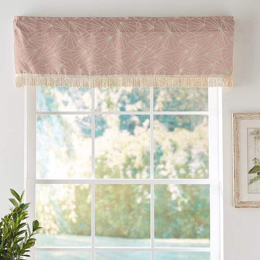 Victoria Chenille Abstract Haxegon Design Decorative Window Treatment Rod Pocket Curtain Straight Valance