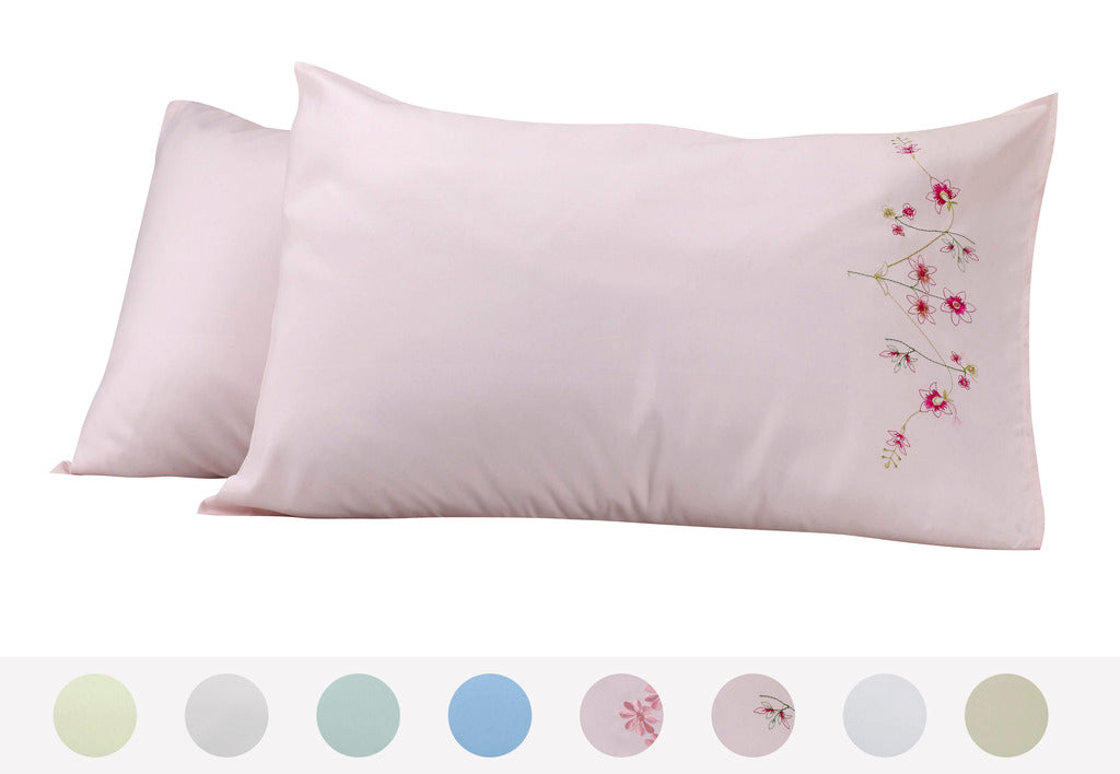 Sensation Floral Embroidery Pattern Set of 2 - Pillow Cases