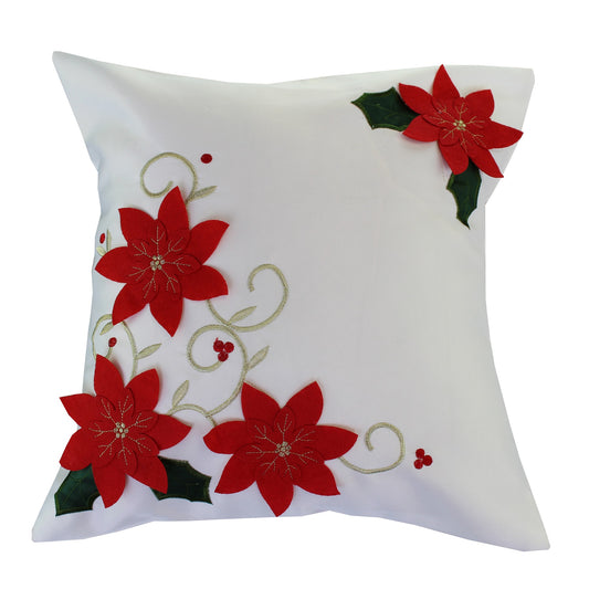 Christmas Poinsettias Decorative Accent Throw Pillow