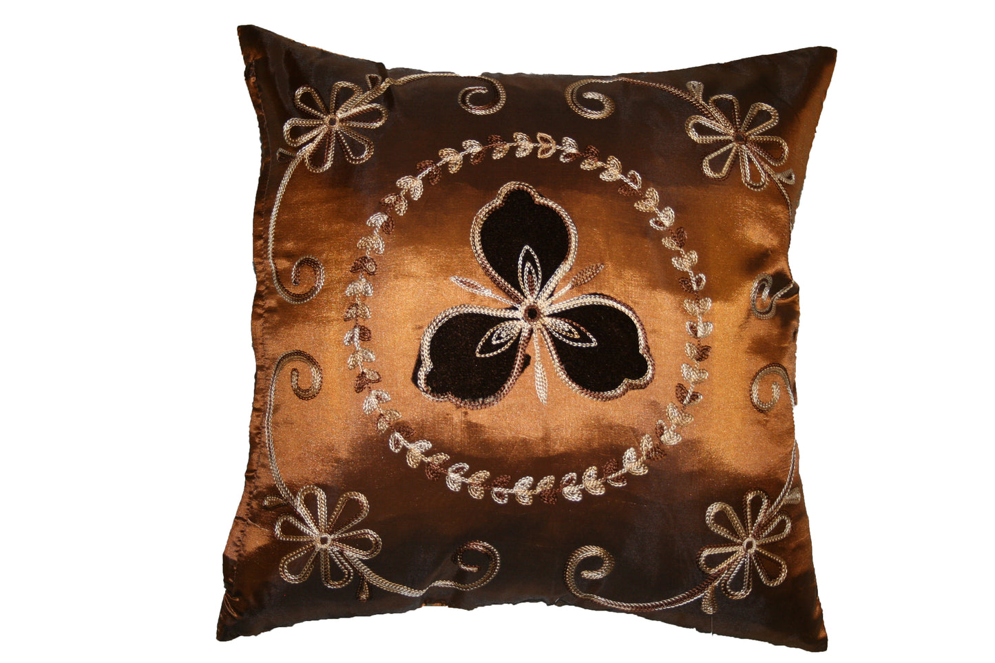Silky Ornate Embroidered Velvet Floral design Decorative Throw Pillow Covers