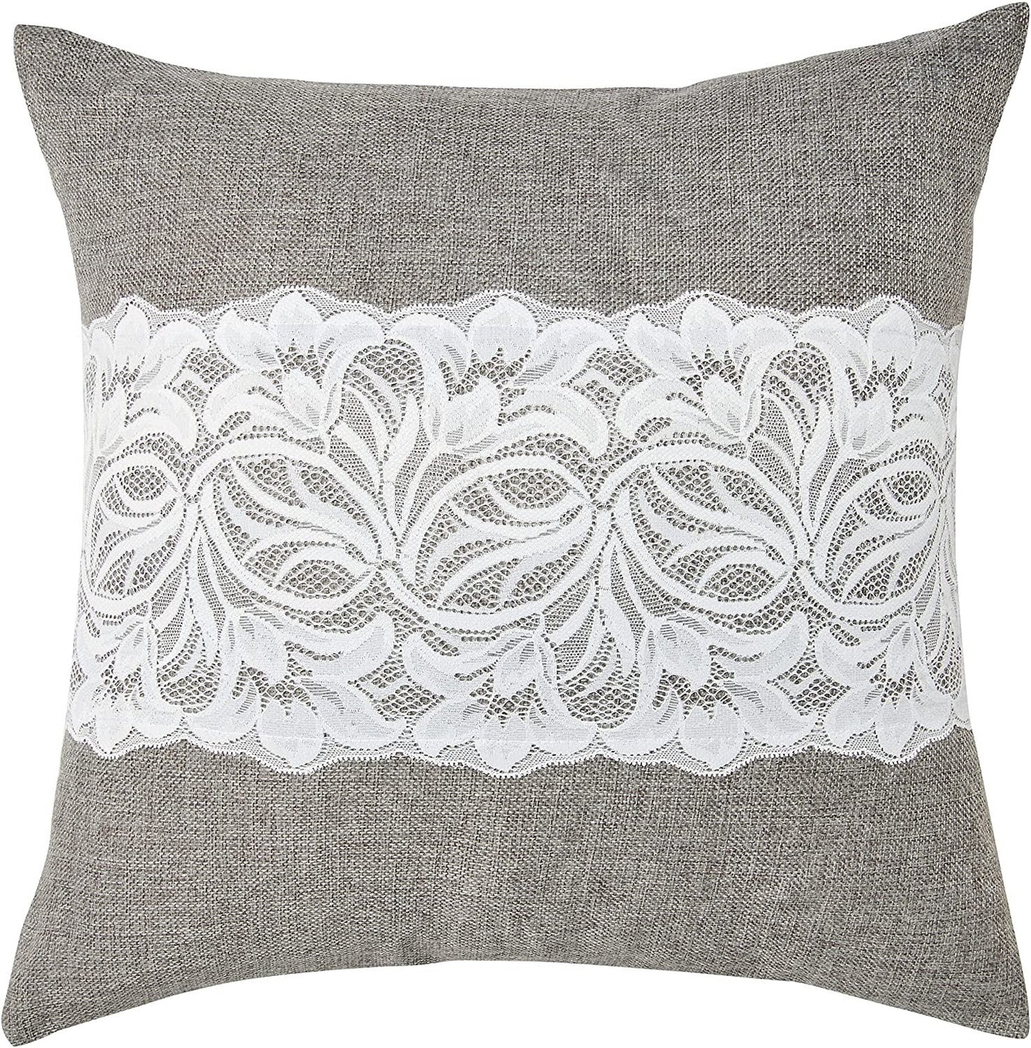 Eden Vintage Rustic Burlap Hessian Lace Pattern Decorative Throw Pillow Cover