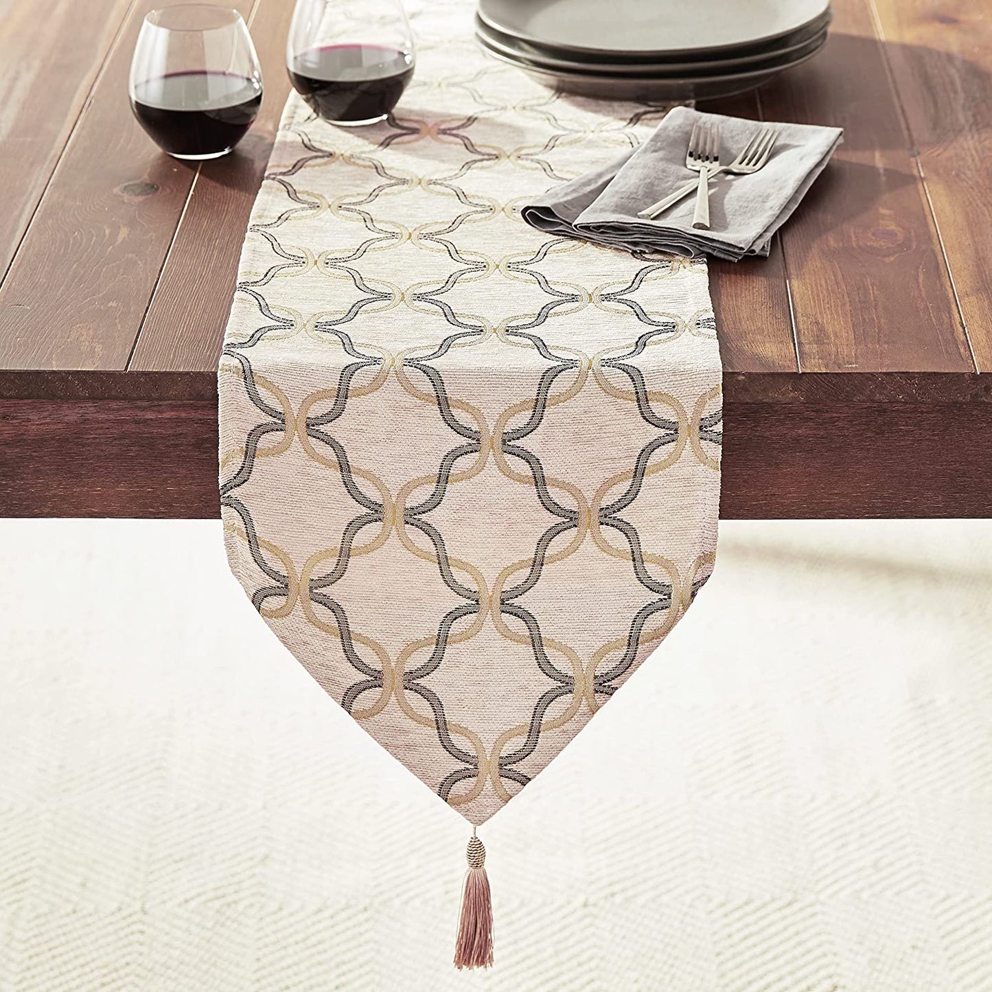 Signature Chenille Diamond pattern Decorative Table Runner