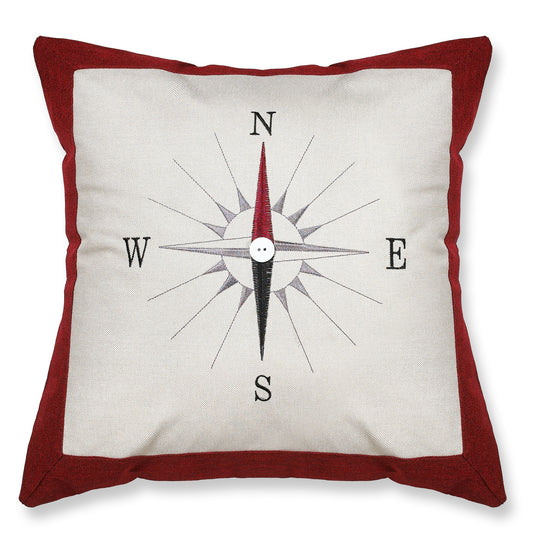 Rosetta Classic Embroidered Compass Decorative Accent Throw Pillow