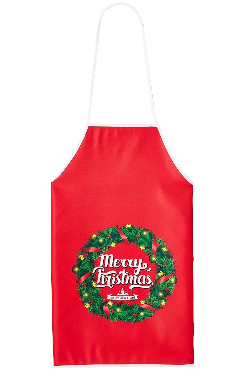 Holiday Xmas Ornaments Santa Printed Pattern Kitchen Apron