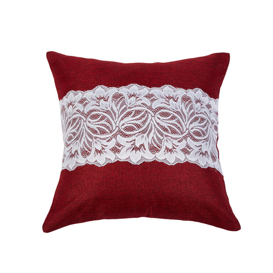 Eden Vintage Rustic Burlap Hessian Lace Pattern Decorative Accent Throw Pillow