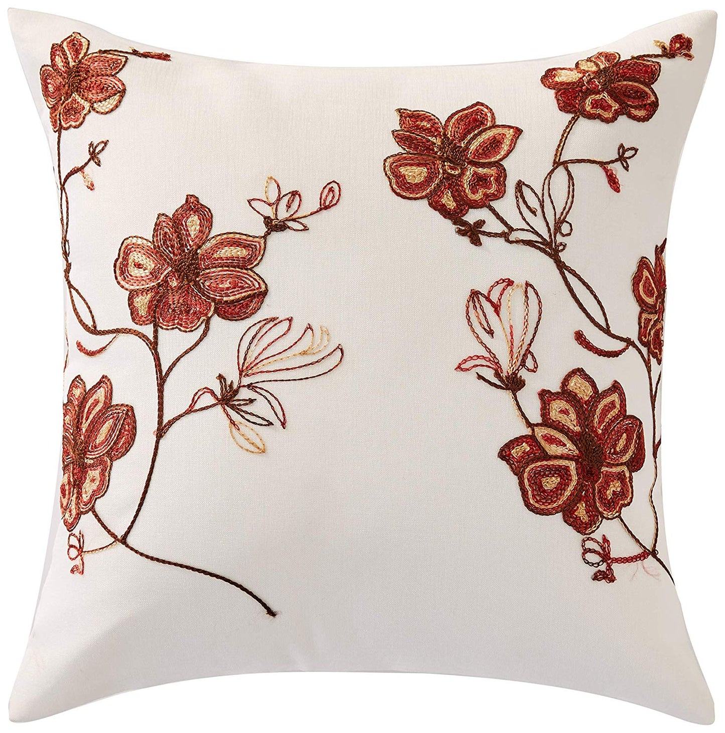 Marvelous Organza Embroidered Floral Design Decorative Throw Pillow Covers