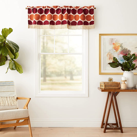 Deluxe Chenille Jacquard Circle's Decorative Window Treatment Rod Pocket Curtain Straight Valance