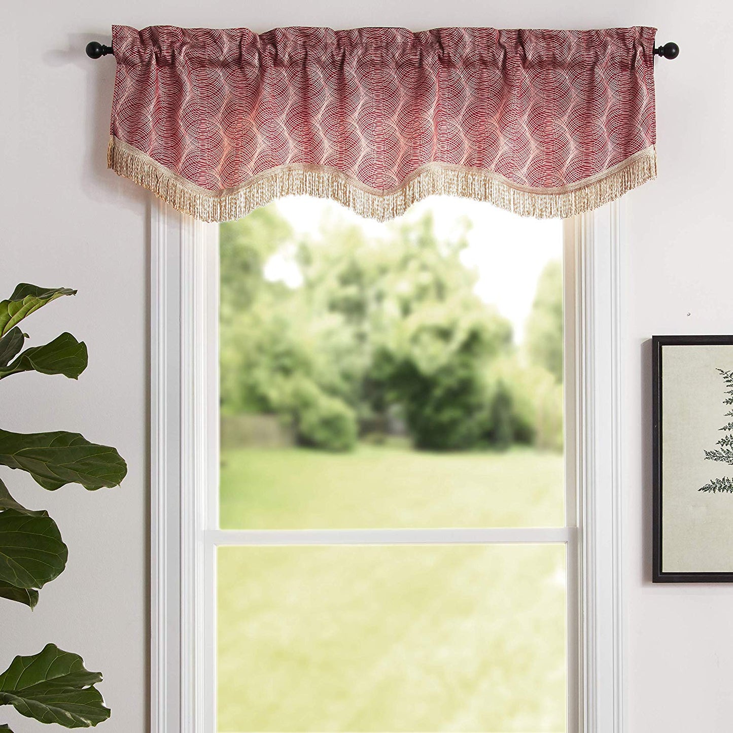 Circular Full Concentric Rings Spiral Pattern Decorative Window Treatment Rod Pocket Curtain Straight Valance