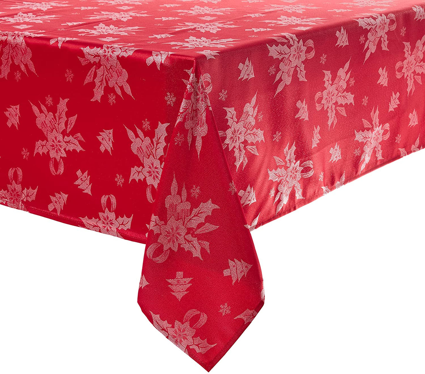 Vintage Sparkling Christmas Holly Bows Damask Pattern Tablecloths