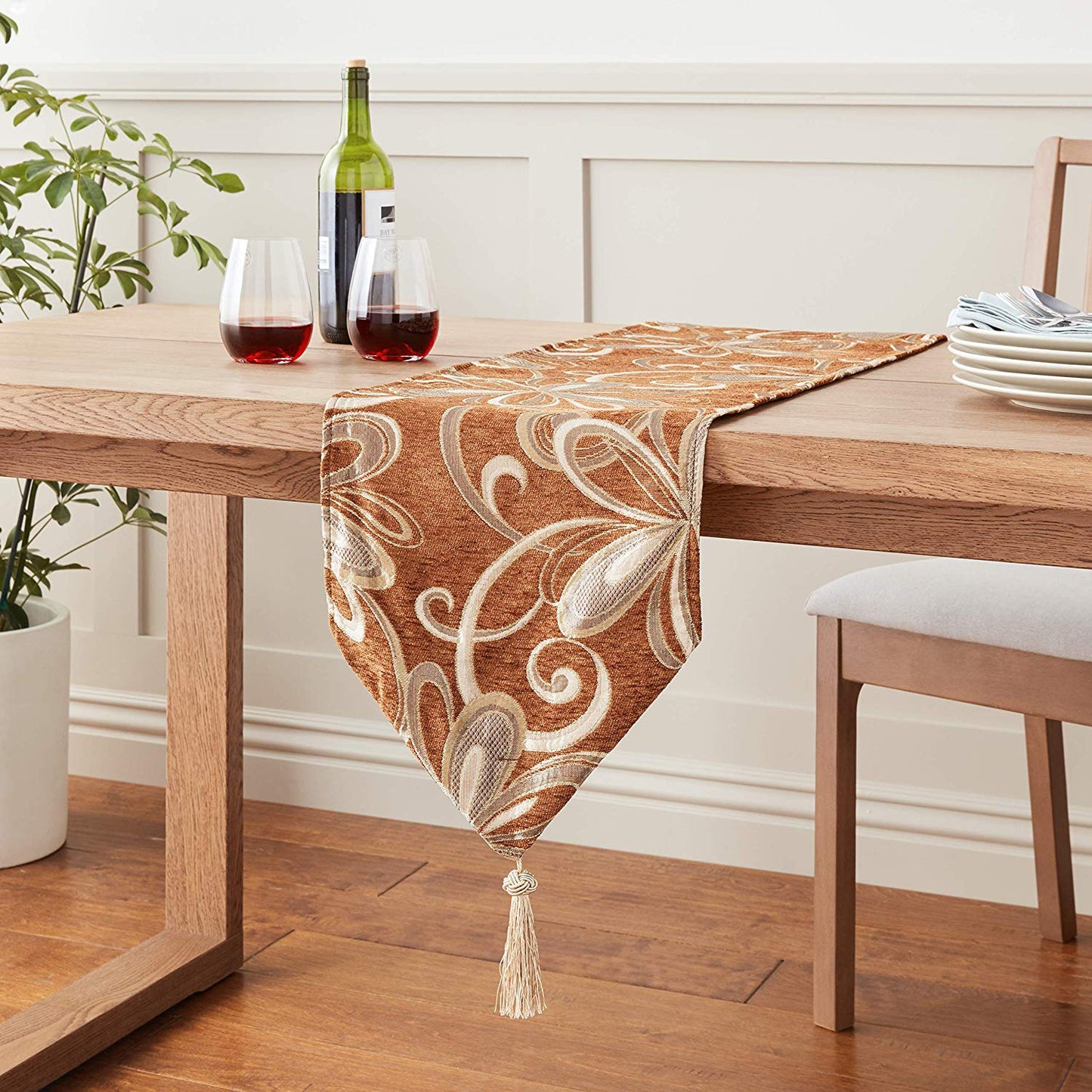 Chenille Chateau Vintage Floral Design Decorative Table Runner