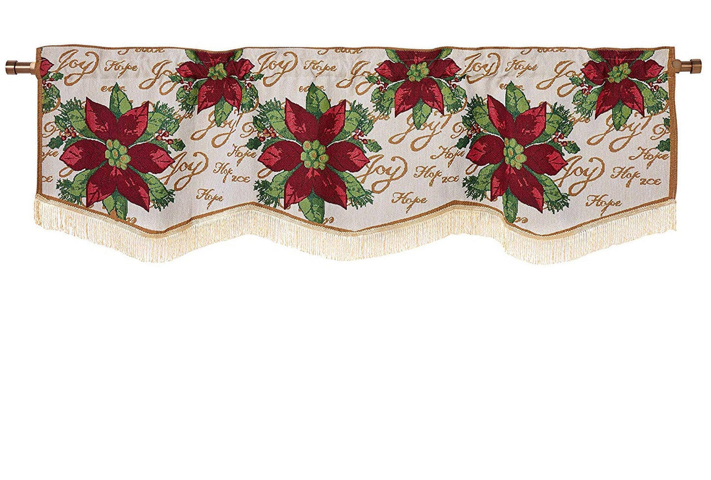 Seasonal Tapestry Xmas Decorative Window Treatment Rod Pocket Curtain Straight Valance