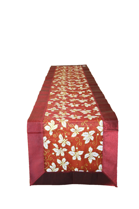 Seasonal Christmas Leaves Design Decorative Table Runner