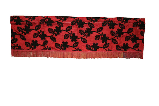 Tivoli Flock Floral Design Decorative Window Treatment Rod Pocket Curtain Straight Valance