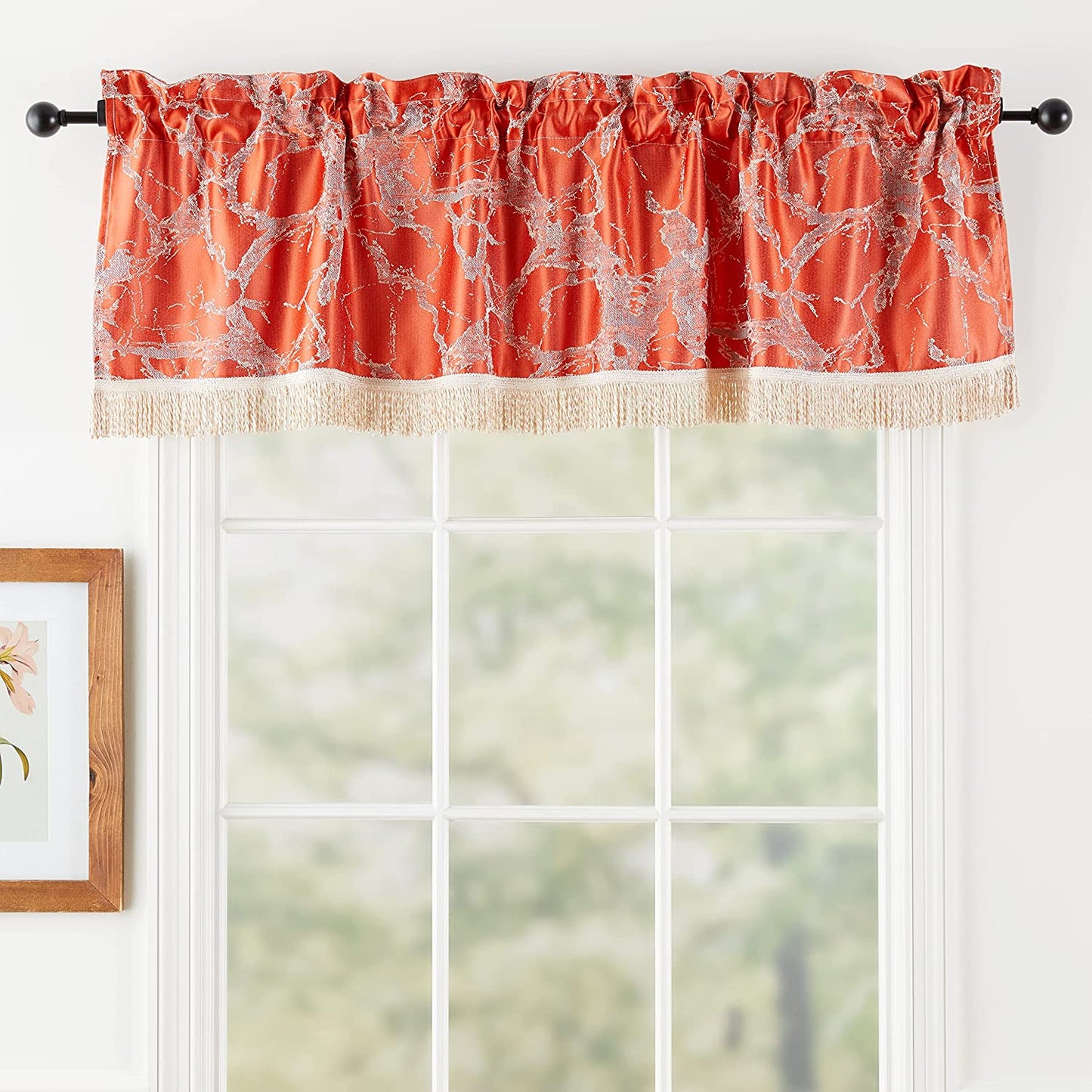 Cordova Abstract Marble Pattern Decorative Window Treatment Rod Pocket Curtain Straight Valance