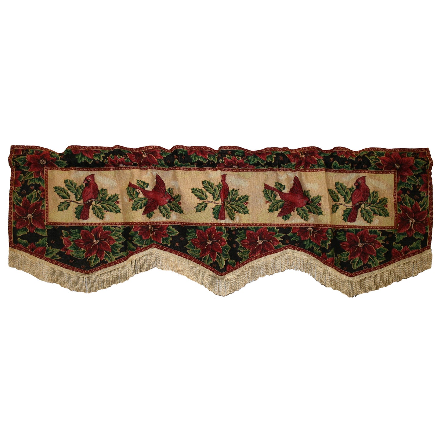 Seasonal Tapestry Xmas Decorative Window Treatment Rod Pocket Curtain Straight Valance