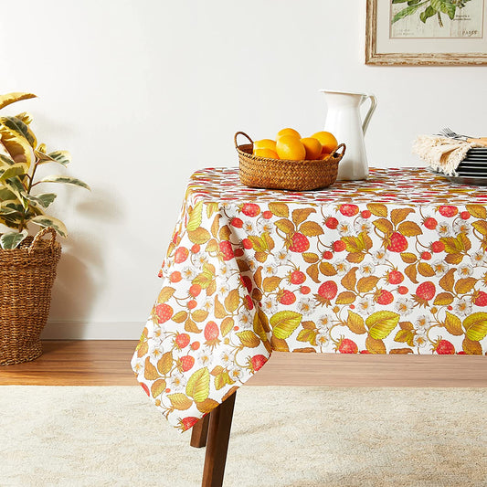 European Botanical Flowers Berries Strawberries Pattern Tablecloths