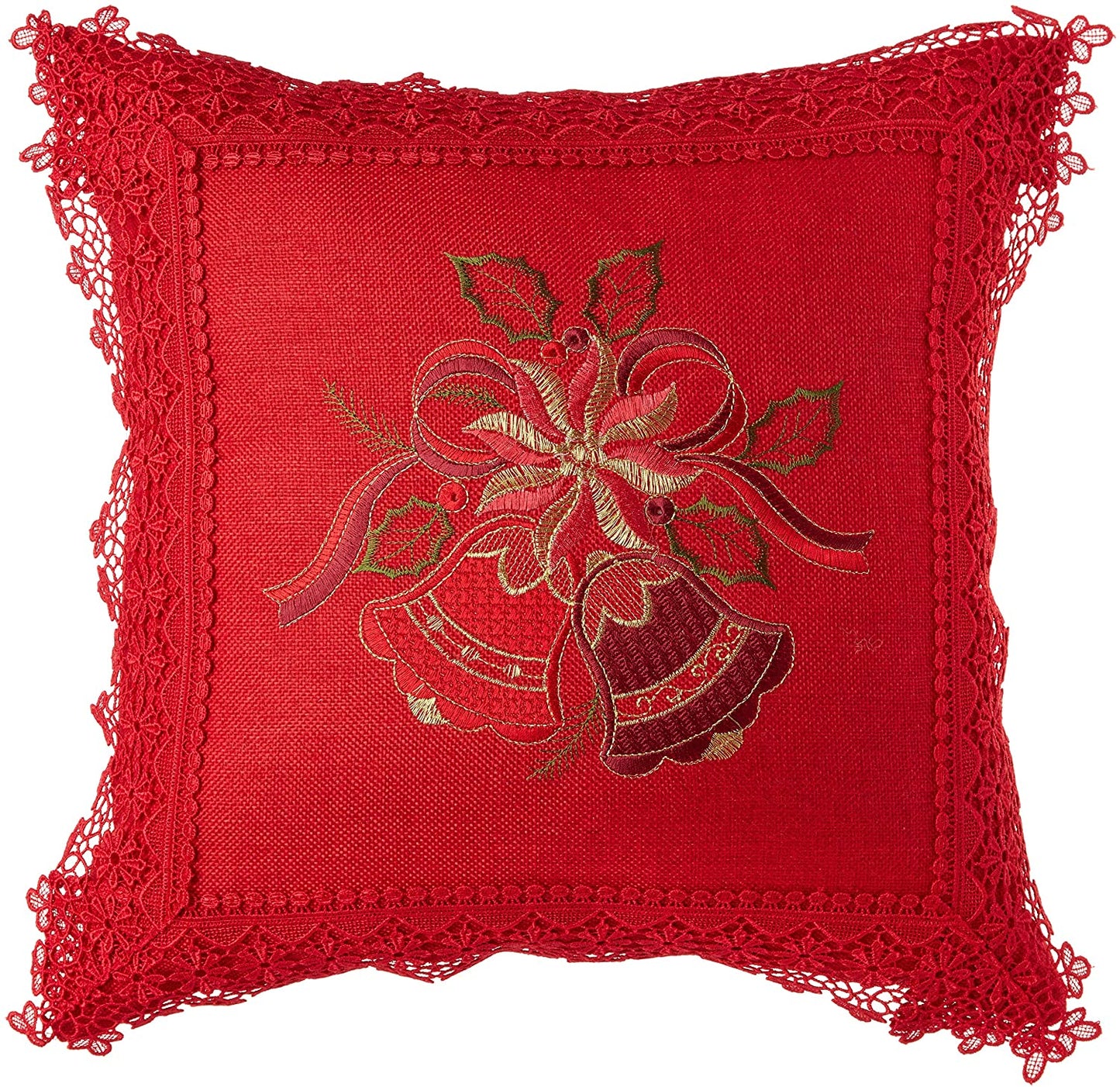 Christmas Braided Holly Lace Pattern Decorative Accent Throw Pillow