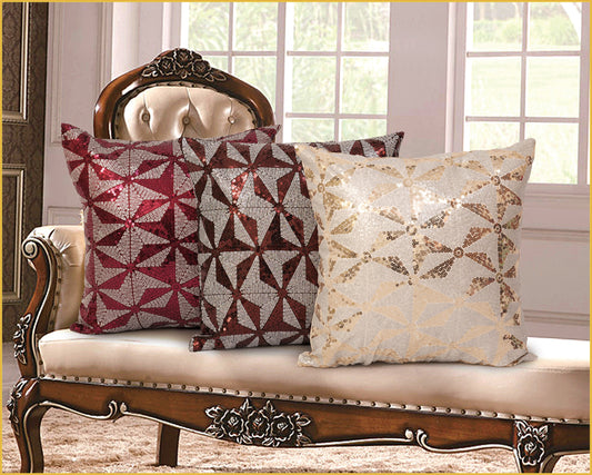 Sparkling Embroidered Sequins Pattern Decorative Accent Throw Pillow
