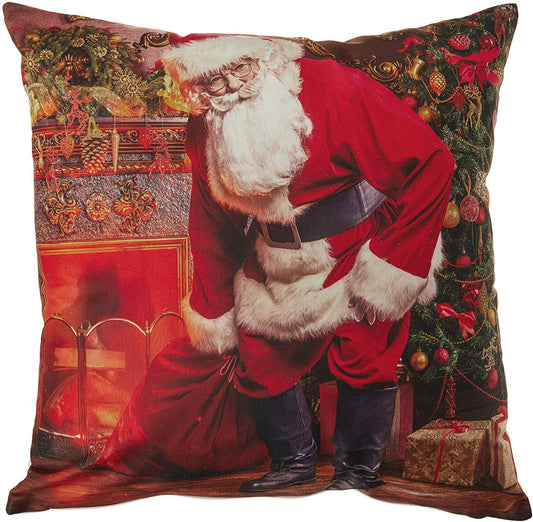 Seasonal Christmas Santa Claus Actions Pattern Decorative Throw Pillow Cover
