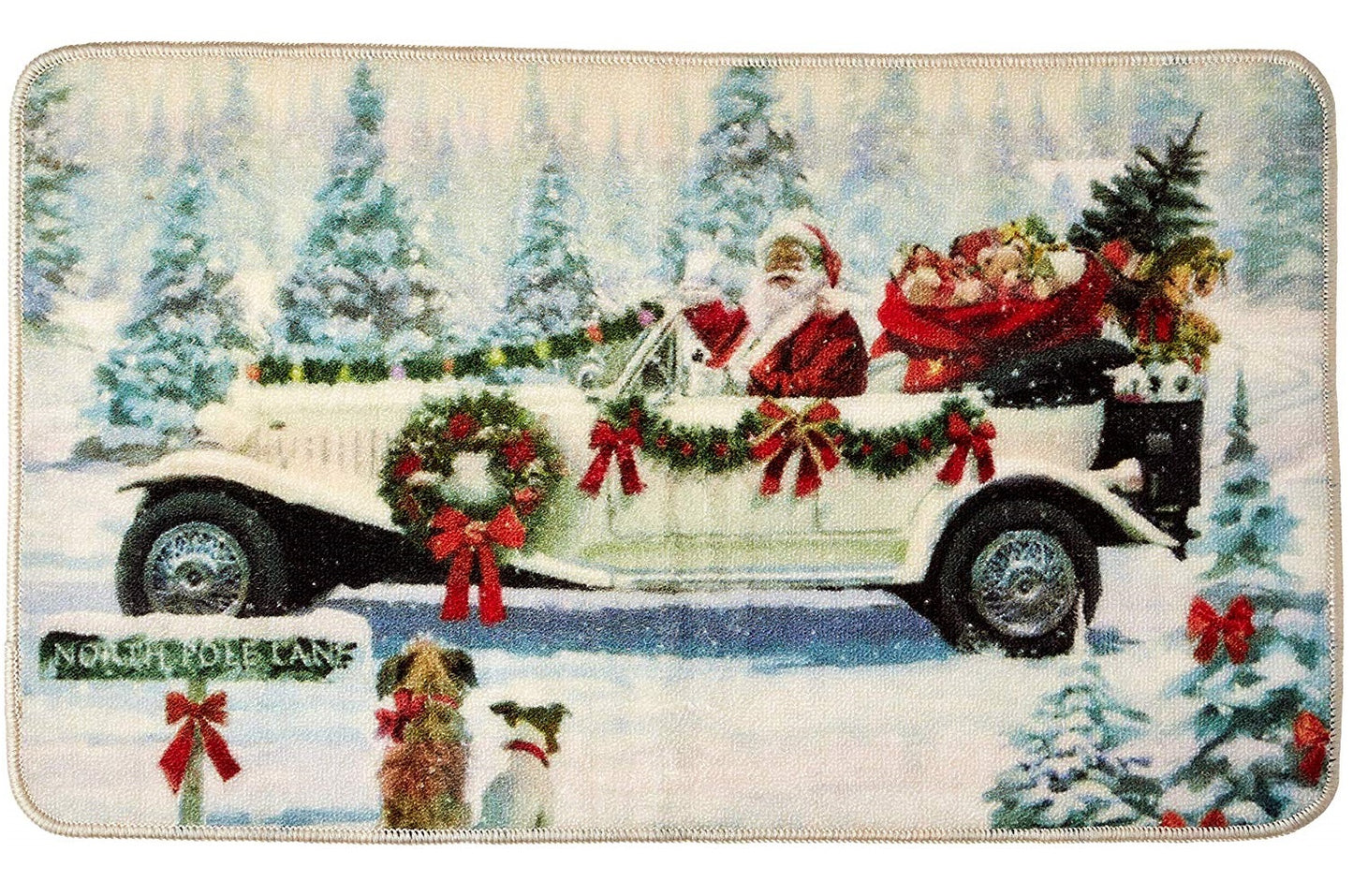 Seasonal Christmas Santa Claus Actions Pattern Decorative Area Rug, Doormat