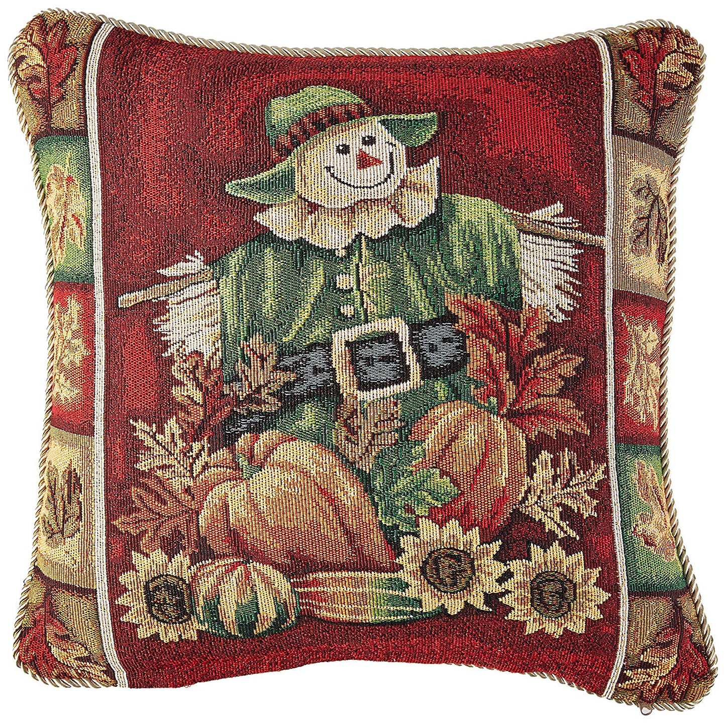 Fall Harvest Thanksgiving Autumn Leaves Sunflowers Fruits Pumpkins Tapestry Pattern Decorative Throw Pillow Cover