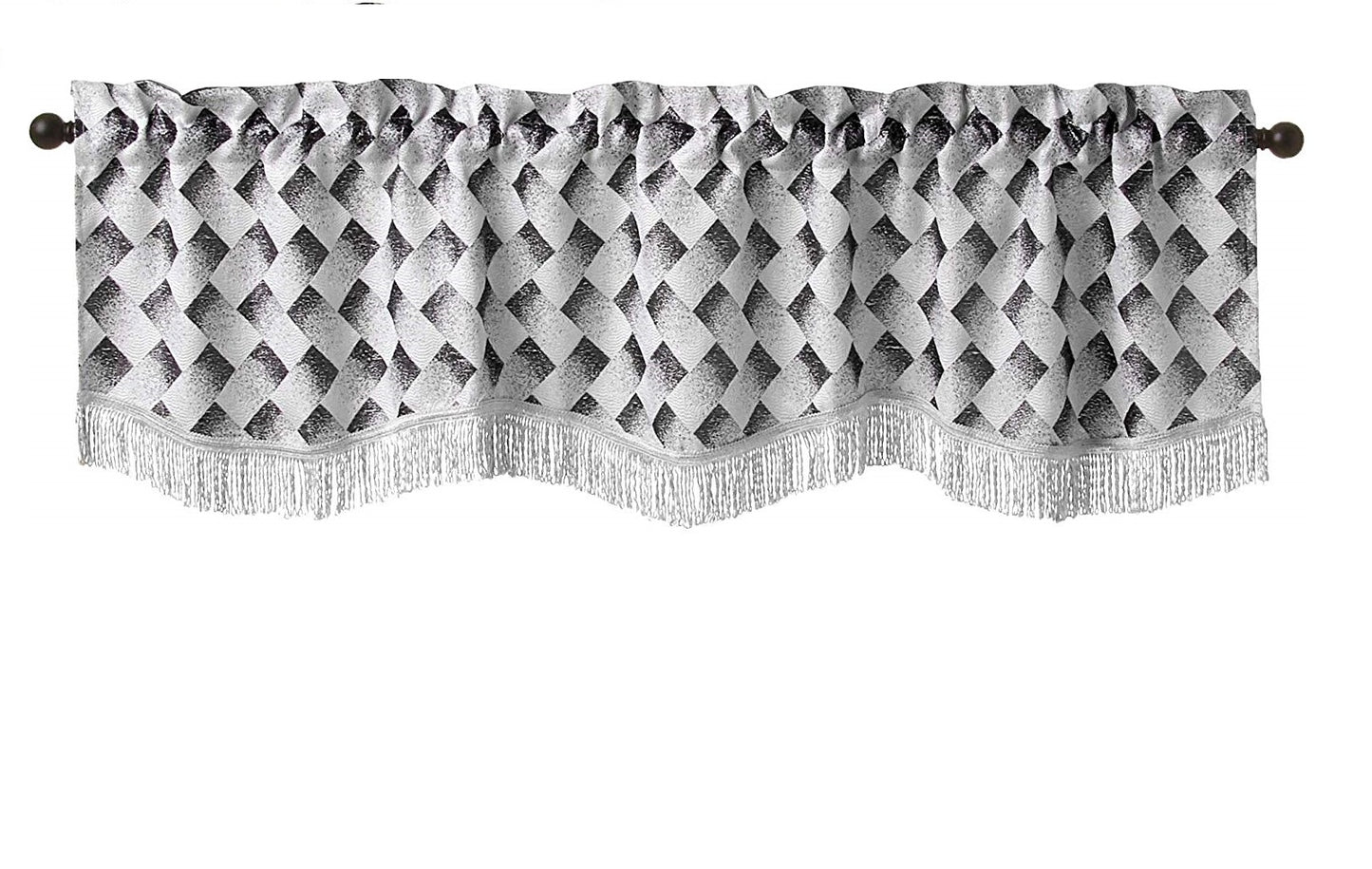 Princess Geometric Abstract Herringbone Blocks Design Decorative Window Treatment Rod Pocket Curtain Straight Valance