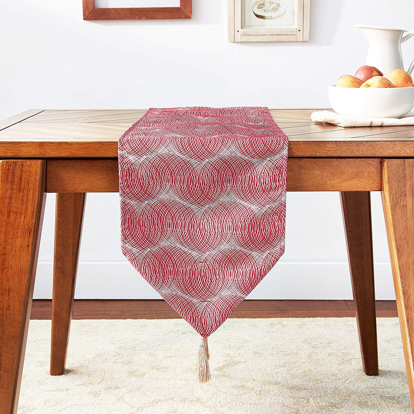Circular Full Concentric Rings Spiral Pattern Decorative Table Runner