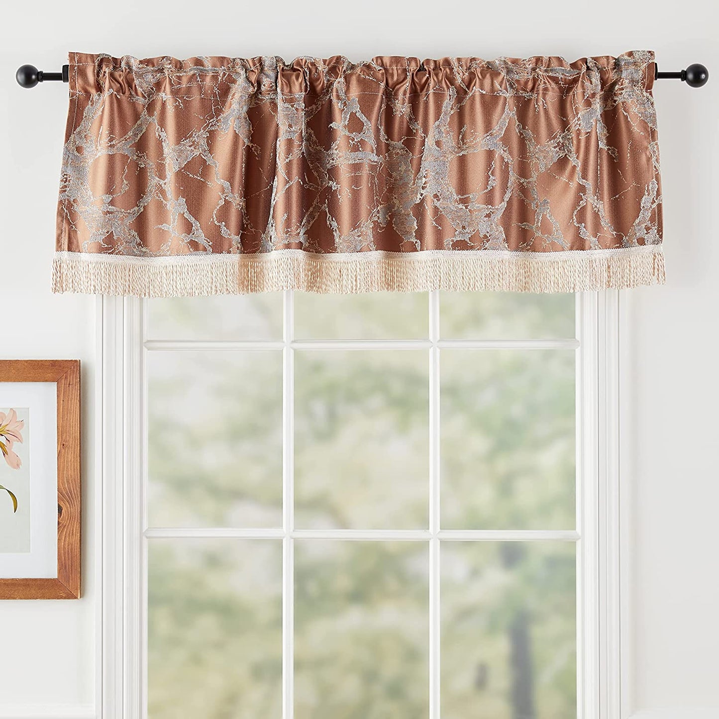 Cordova Abstract Marble Pattern Decorative Window Treatment Rod Pocket Curtain Straight Valance