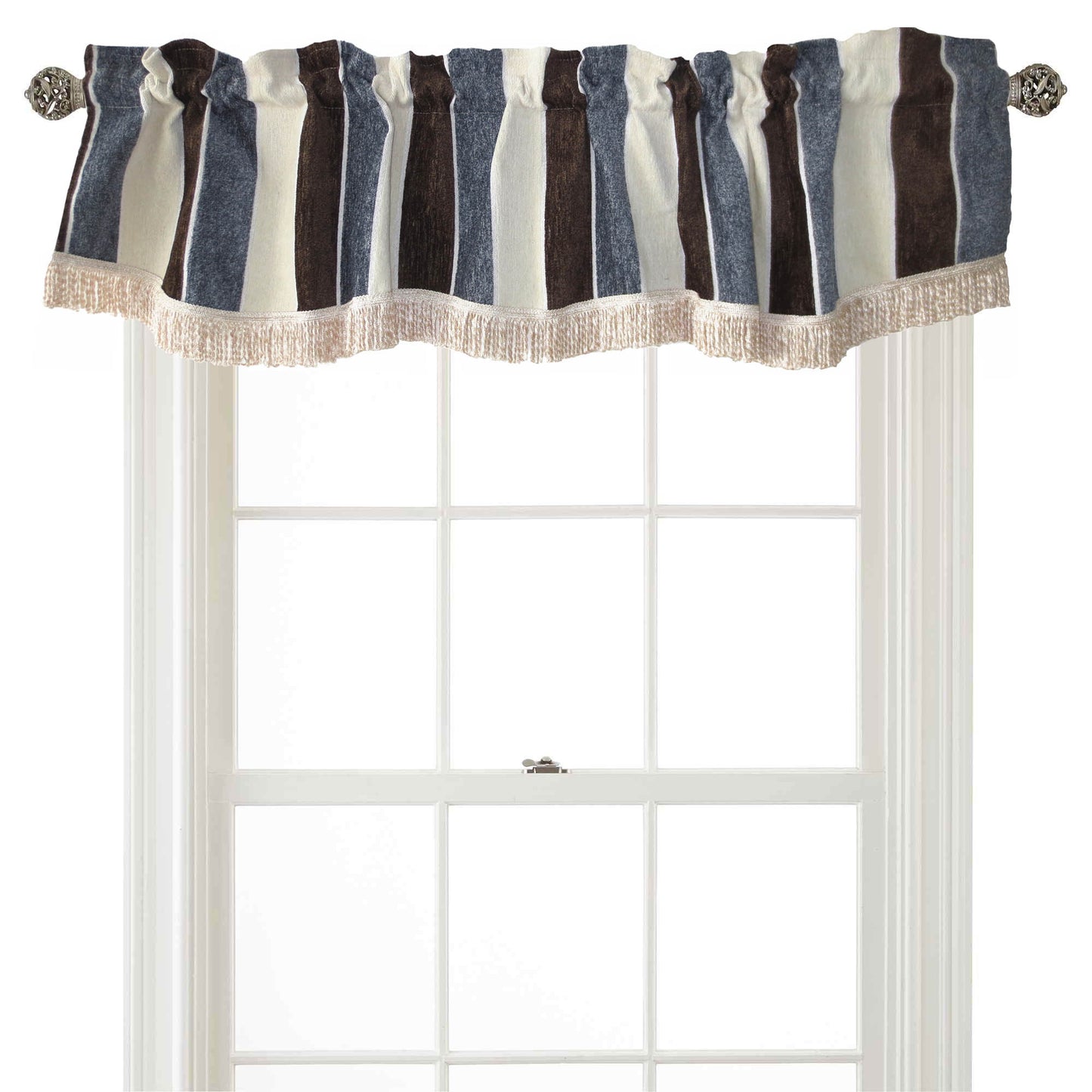 Deluxe Chenille, Striped Design Decorative Window Treatment Rod Pocket Curtain Straight Valance