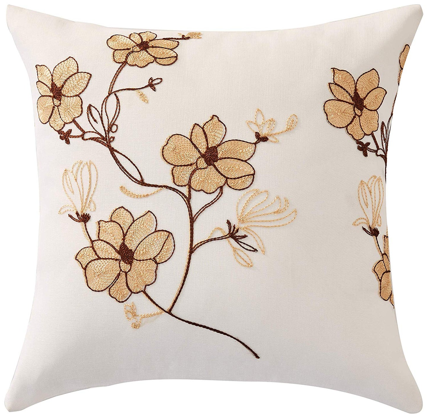 Marvelous Organza Embroidered Floral Design Decorative Accent Throw Pillow