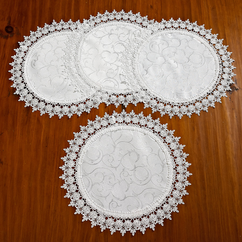 Flower Bow Embroidered Lace Vintage Decorative Place Mats